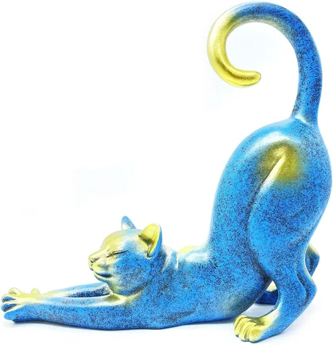 Miniatura 3 de Estatua de estiramiento de gato, escultura, regalos para amantes de los gatos, arte, oficina, decoración del hogar, accesorios de escritorio