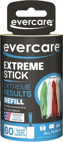 Evercare Recambio de rodillo de pelusa para recoger pelusa, polvo, caspa, 60 capas (paquete de 6)