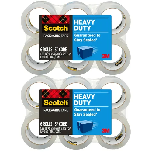 Miniatura 10 de Scotch Cinta de embalaje resistente 3850, transparente, 1.88 in x 54.6 yd (1.890 in x 164.0 ft), paquete de 2 (2 rollos), cinta de sellado de caja