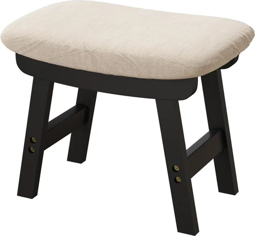 Miniatura 10 de viewcare Reposapiés otomano pequeño, taburete negro - Taburete de pie de madera para sala de estar, dormitorio y cocina