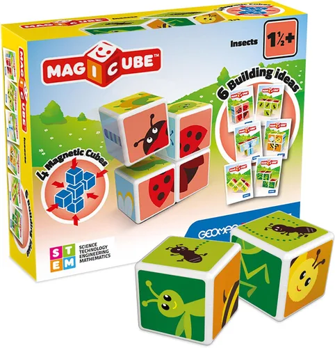 Geomag Magicube - Bloques magnéticos para insectos, bloques de construcción magnéticos para niños de 1 a 3 años, juguetes Montessori para niños de 1