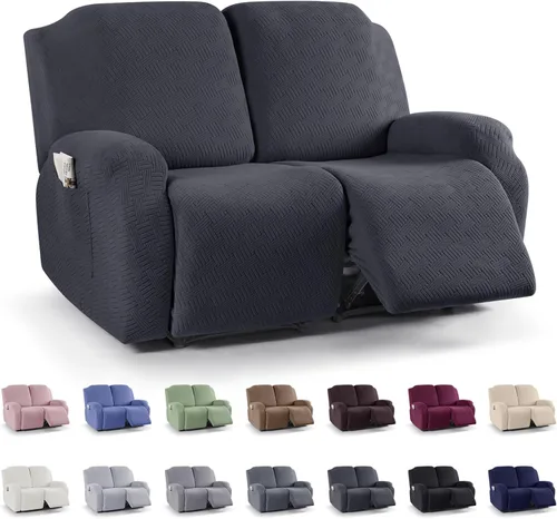 Miniatura 32 de KinCam Fundas para sillón reclinable, fundas elásticas para sillas reclinables, fundas para sofá reclinable de jacquard a rayas, protectores