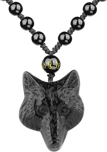 Miniatura 29 de Collar de obsidiana negra con colgante de protección y cadena de cuentas extendida, amuleto de piedra de cristal curativo para hombres y mujeres
