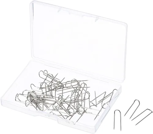 PATIKIL U-Pins, paquete de 50 pines de horquilla de bloqueo de aguja de acero para costura de tela artesanal, color plateado