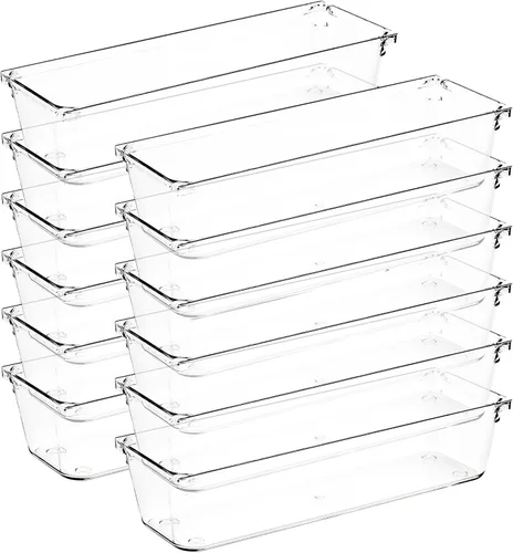 Miniatura 26 de Paquete de 4 organizadores de cajones, contenedores de almacenamiento de acrílico transparente de 6 x 9 pulgadas con almohadillas antideslizantes
