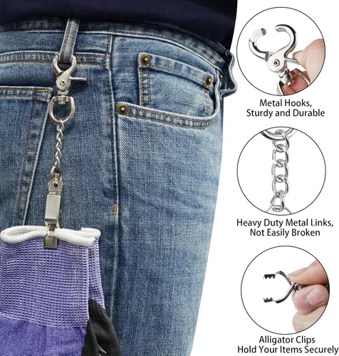 Miniatura 3 de MELOTOUGH Pinza de guante de metal para guantes de trabajo, clips de guantes de acero resistente para tácticas, esquí, campamento, actividades al
