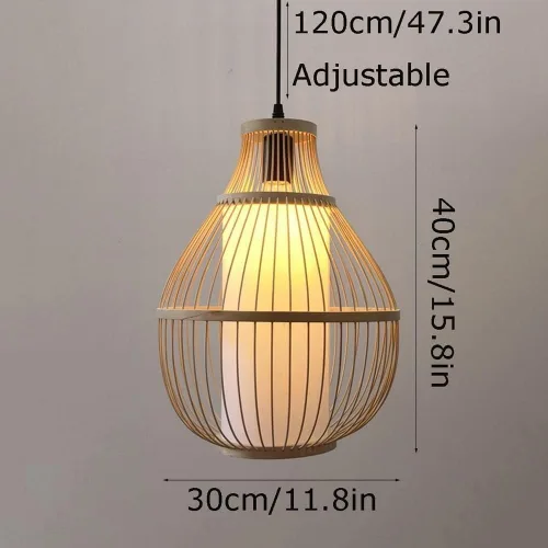 Miniatura 6 de Lámpara colgante de linterna tejida de bambú retro de granja, lámpara colgante rústica antigua Celing para restaurante, sala de estar, lámpara