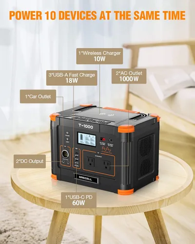 Miniatura 6 de GRECELL 1000W - Generador solar con panel solar portátil de 200W, estación de energía portátil de 999Wh, generador con batería de litio de respaldo