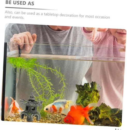Miniatura 2 de Yardwe Resina artesanal pecera estatua de pabellón de peces escondido de peces adornos 2 piezas decoración fácil lavado seguro acuario decoración