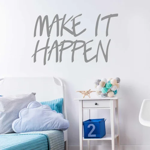 Miniatura 4 de Make It Happen – Beso Cut Hello calcomanía decorativo para pared, diseño de cita by chromantics Black