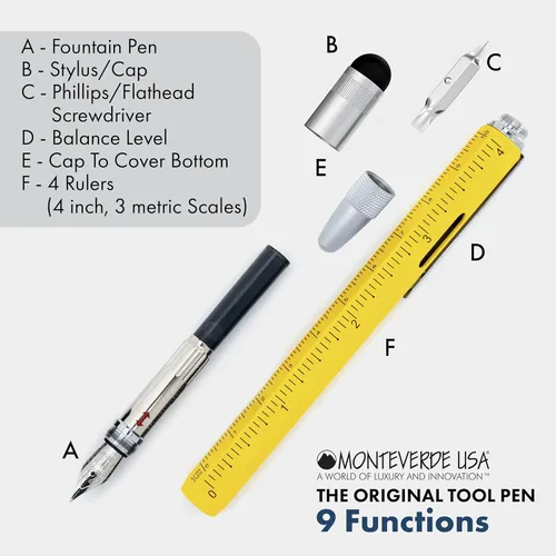 Miniatura 3 de Monteverde USA One Touch - Bolígrafo estilográfico, color amarillo (MV35231), tamaño mediano