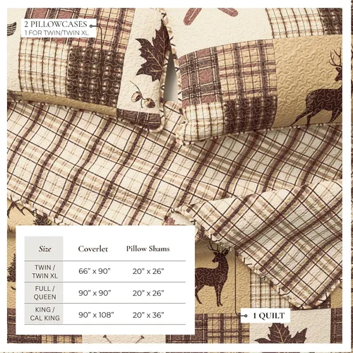 Miniatura 3 de Great Bay Home Lodge - Juego de edredón – Juego de ropa de cama rústica de 3 piezas tamaño matrimonial/Queen – Colcha reversible ligera para todas