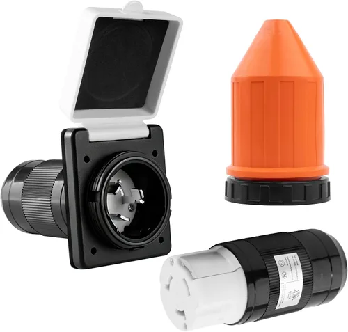 Miniatura 10 de Enchufe de alimentación Twist Lock para RV de 30 AMP, entrada de energía de 125V/120V, entrada de energía para RV con 3 pines de acero inoxidable