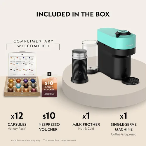 Miniatura 3 de Nespresso Vertuo Pop+ Cafetera para café y espresso de Breville con espumador de leche, Aqua Mint