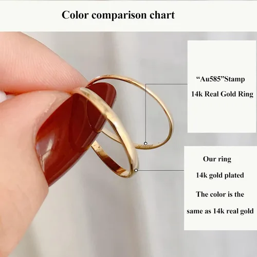 Miniatura 6 de Anillos de pulgar de 14 quilates para mujer, anillos apilables chapados en oro de 0.079 in, 0.118 in, 0.157 in, 0.236 in, banda fina de oro