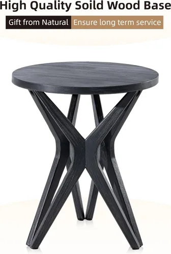Miniatura 4 de Mesa auxiliar estilo rústico con pedestal, superficie envejecida con base de trípode, mesita de noche para sala de estar, moderna, decoración boho
