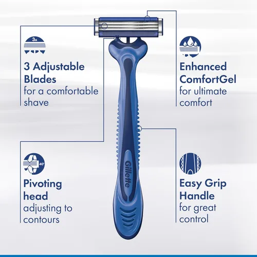 Miniatura 4 de Maquinillas de afeitar desechables Gillette Sensor3 Comfort para hombres, 8 unidades, Lubrastrip se desliza fácilmente sobre tu piel