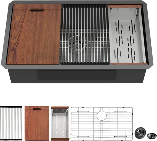 Miniatura 20 de Mocoloo Fregadero de barra de montaje inferior de 15 pulgadas, fregadero de cocina pequeño de 15 x 15 pulgadas, calibre 18, de acero inoxidable