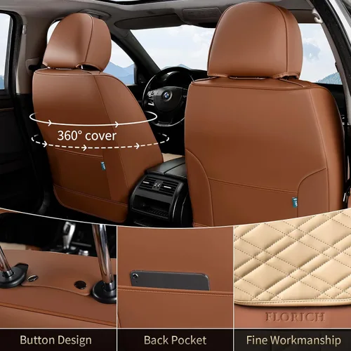 Miniatura 3 de FLORICH Fundas de asiento delantero, 2 piezas, fundas de asiento para automóviles, fundas de asiento universales de cuero de lujo, accesorios