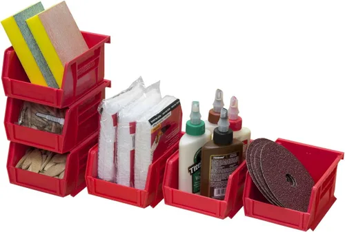 Miniatura 67 de Akro-Mils 30210 AkroBins contenedores de plástico para almacenamiento, se pueden colgar y son apilables, (5 x 4 x 3 pulgadas), color rojo, 6
