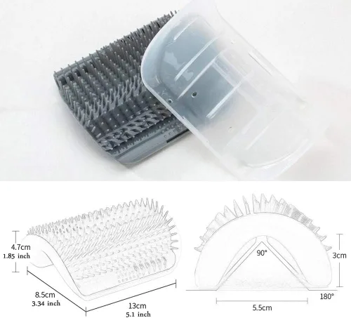Miniatura 2 de Peine de masaje de esquina de pared para gatos, cepillo masajeador perfecto con hierba gatera (4 unidades, gris)