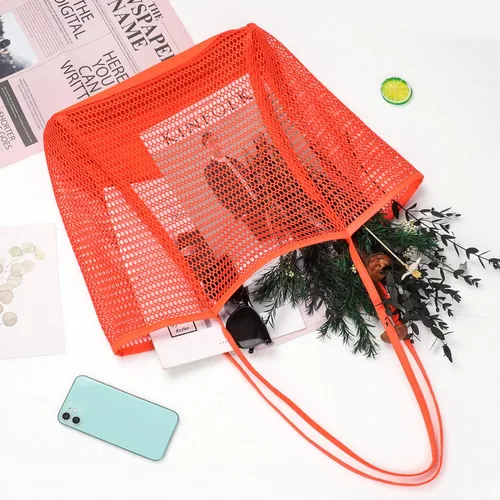 Miniatura 6 de WantGor Bolsa de malla de playa, bolso de compras para mujer, bolso de compras para mujer, bolso de viaje casual, bolsas de hobo plegables de gran
