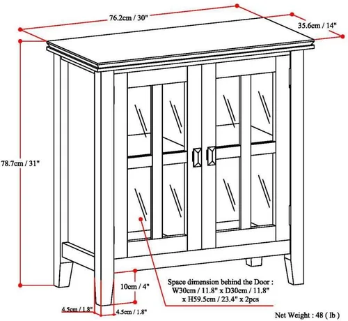 Miniatura 3 de SIMPLIHOME Armario de almacenamiento artesanal, gabinete de almacenamiento bajo de madera maciza de 30 pulgadas de ancho en marrón miel, gabinete