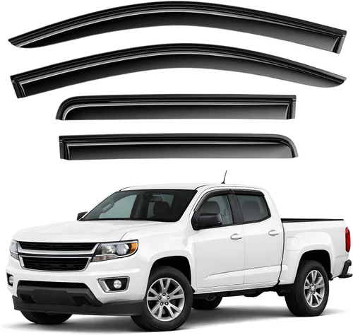Miniatura 14 de Deflectores de ventana tintados ahumados con cinta adhesiva para ventana lateral, deflectores de lluvia compatibles con Ram 2009-2018 1500 Crew Cab
