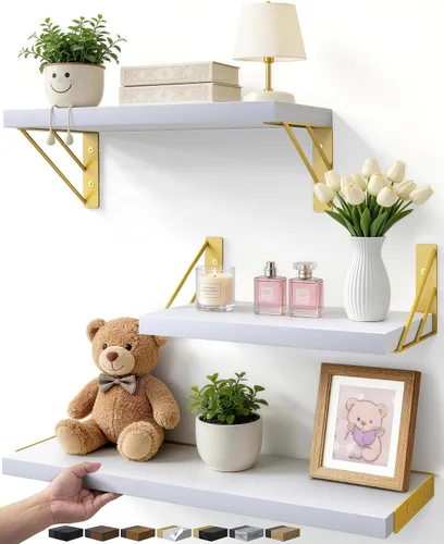 Miniatura 26 de BAYKA Estantes flotantes montados en la pared, estante de pared flotante de madera para libros y decoración, exhibición y organizador que ahorra