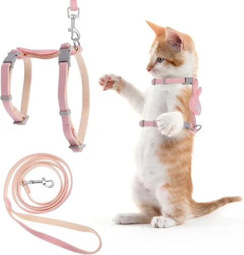 Miniatura 11 de TIESOME Juego de arnés y correa para gato, arnés ajustable degradado para gatito, arnés a prueba de escapes con correa para caminar al aire libre