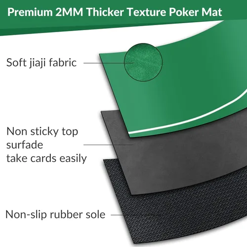Miniatura 4 de nuveti Mesa de póquer de 47 x 24 pulgadas, cubierta de mesa de póquer portátil Texas Hold'em, mesa de póquer plegable, parte inferior de goma Mat1