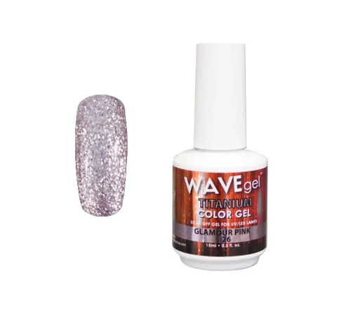 Miniatura 26 de WAVEGEL - Esmalte de uñas en gel con purpurina, colección Titanio, #28 Twinkle Pink I 0.5 onzas