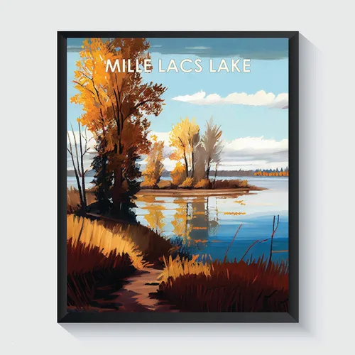 Miniatura 30 de Yellowstone Lake - Póster impreso artístico, ilustración, arte de pared, decoración de paisaje retro, paisaje, obra de arte para decoración de Lago