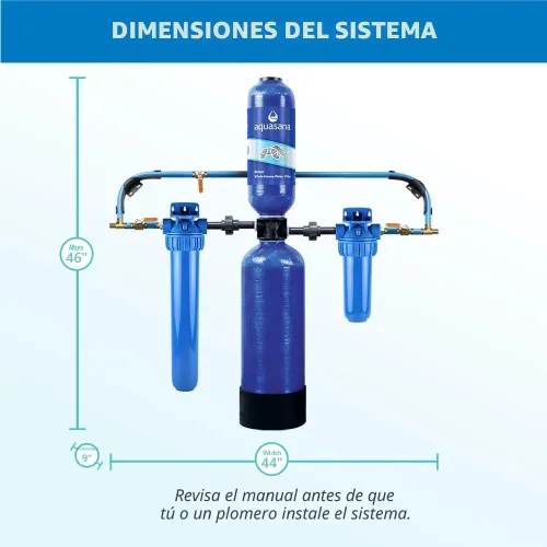 Miniatura 5 de Sistema de filtración de agua Aquasana Chloramines para toda la casa, Azul, EQ-1000-AMZN