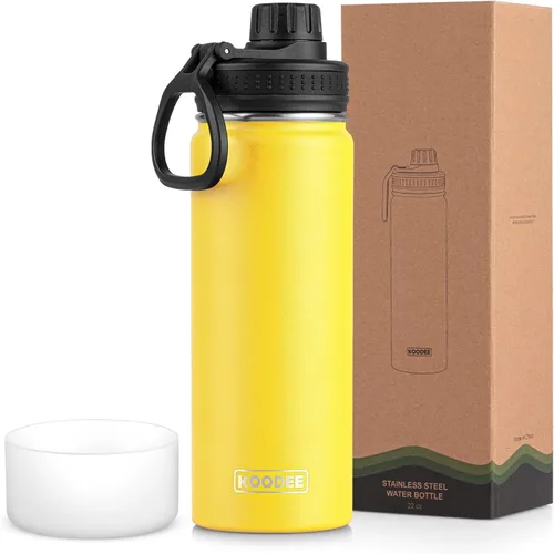 Miniatura 12 de koodee Insulated Water Bottle, 32 oz Stainless Steel Double Wall Vacuum Wide Mouth Sport Bottle with Leakproof Spout Lid (Navy)