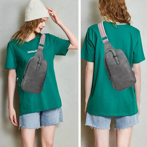 Miniatura 2 de KouLi Buir Bolso bandolera pequeño para mujeres y hombres, cangurera de piel sintética, bolsa cruzada con correa de guitarra