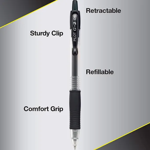 Miniatura 2 de PILOT G2 - Bolígrafos de gel de alta calidad, punta extrafina de 0.020 in, bolígrafos recargables y retráctiles, 5 negros y 5 azules, paquete de 10