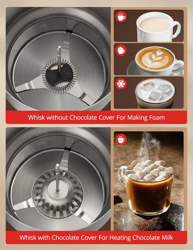 Miniatura 3 de PARIS RHÔNE - Espumador de leche y vaporizador de leche, desmontable 4 en 1, máquina de chocolate caliente de 16.9 fl oz y calentador de leche
