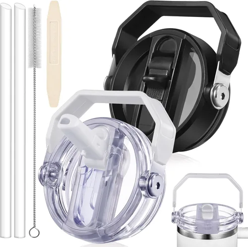 Miniatura 13 de Paquete de 2 Tapas con Popote Abatible a Prueba de Fugas para Reemplazo de Tapa Stanley 30 oz, para Accesorios de Vaso Tumbler Stanley Quencher