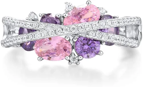 Miniatura 2 de Santuzza Anillo giratorio de plata de ley 925 Anillos de circonita cúbica blanca