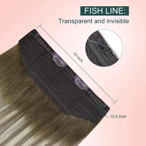Miniatura 145 de Easyouth Extensión de cabello humano rubio con cola de caballo, extensiones de cabello humano rubio dorado con reflejos rubios, extensiones