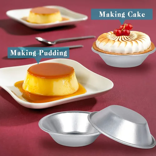 Miniatura 5 de Paquete de 25 moldes de aluminio para tarta de huevos, moldes de postre, antiadherentes y reutilizables