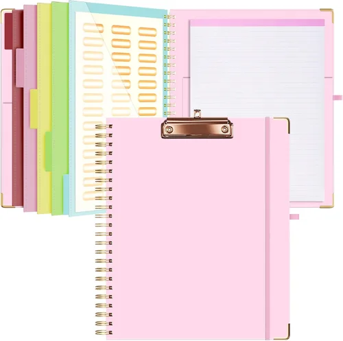 Miniatura 12 de Ospelelf Folio portapapeles con bloc de notas para tamaño carta, carpeta portapapeles con almacenamiento, 5 carpetas con 10 bolsillos, cierre Tarot