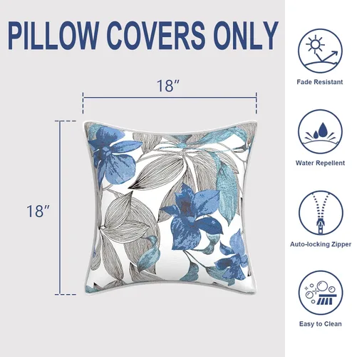 Miniatura 477 de Juego de 2 almohadas para exteriores de 16 x 16 pulgadas, repelentes al agua con interiores, para muebles de patio, hogar, jardín, geometría bohemia
