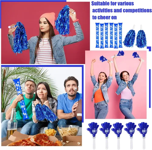 Miniatura 6 de Hungdao 60 piezas de regalos de fútbol de regreso a casa incluyen 24 palos de trueno, 12 palitos de animación, 24 pompones de animadora para eventos