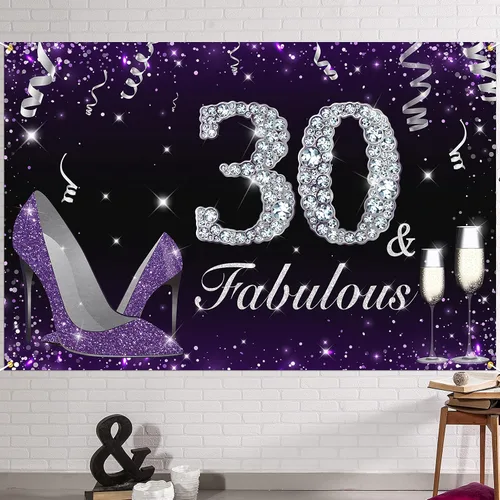 Miniatura 27 de HAMIGAR Fabuloso telón de fondo de cumpleaños tacones altos morados