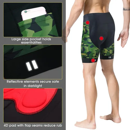 Miniatura 18 de Souke Sports Pantalones cortos de ciclismo acolchados para hombre, cómodos pantalones de ciclismo de carretera