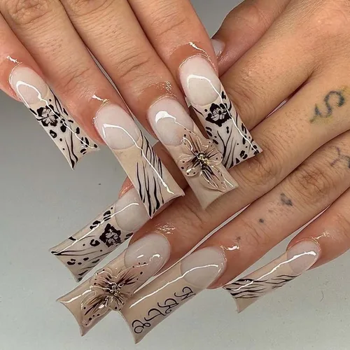 Miniatura 17 de Lindas uñas a presión de tamaño mediano - Uñas falsas cuadradas con punta francesa, uñas acrílicas rojas de cobertura completa brillantes