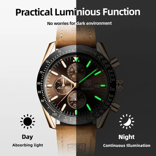Miniatura 4 de BY BENYAR Reloj de pulsera para hombre Tienda analógico, relojes para hombre, negocios, trabajo, impermeable, cronógrafo, para hombre, moda