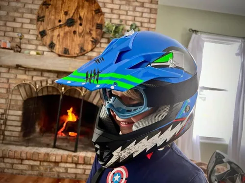 Miniatura 8 de TCMT Azul Niños Motocross ATV Dirtbike BMX Offroad Cara Completa Juventud Casco Guantes Gafas Aprobado Punto